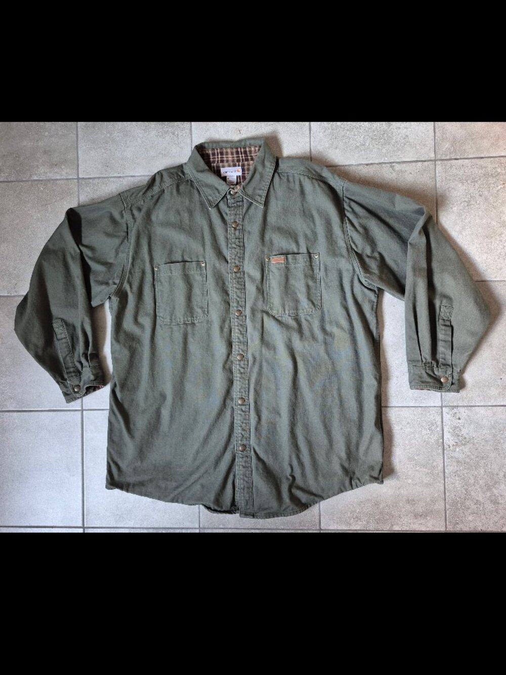 Men's Carhartt Lined Cotton Duck Shirt 2XL Green